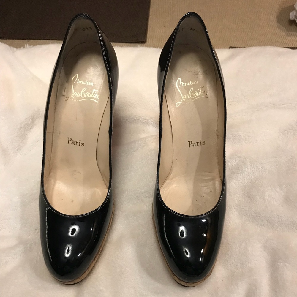 Christian Louboutin Paten and cork Pumps